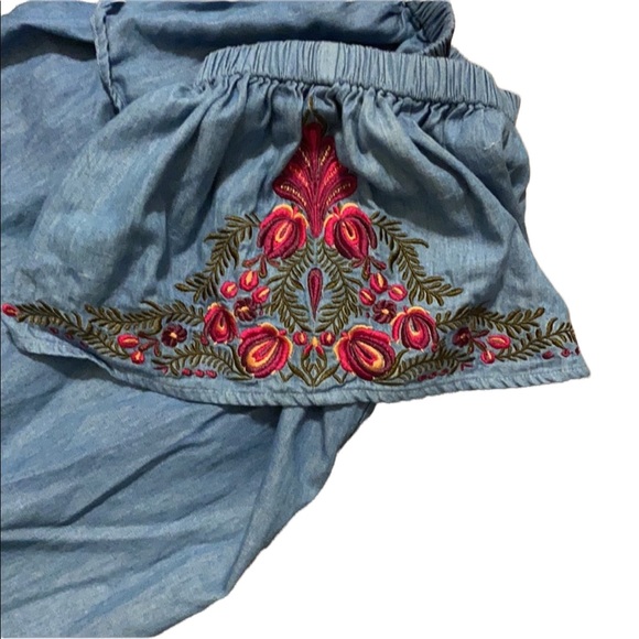 SUGAR LIPS off shoulder chambray embroidered dress - Picture 5 of 9